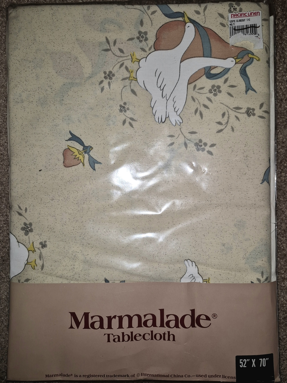 🔥New Vintage! Marmalade Geese Tablecloth Oblong 52" x 70" Made in U.S.A Cotton